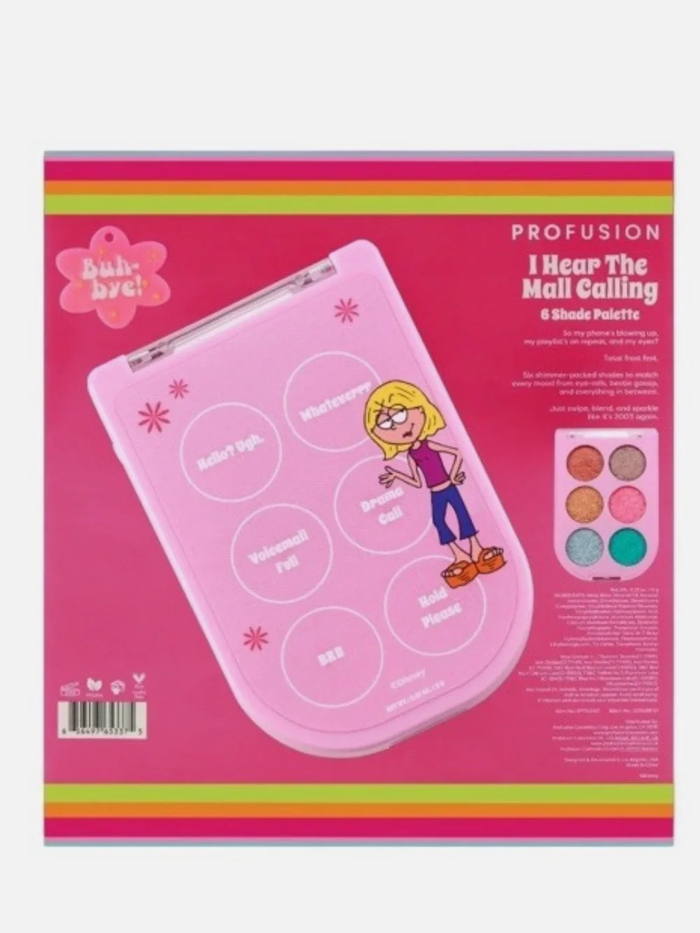 Y2K Lizzie McGuire Profusion Cosmetics Flip Phone 6 Shade Lip Palette & Keychain